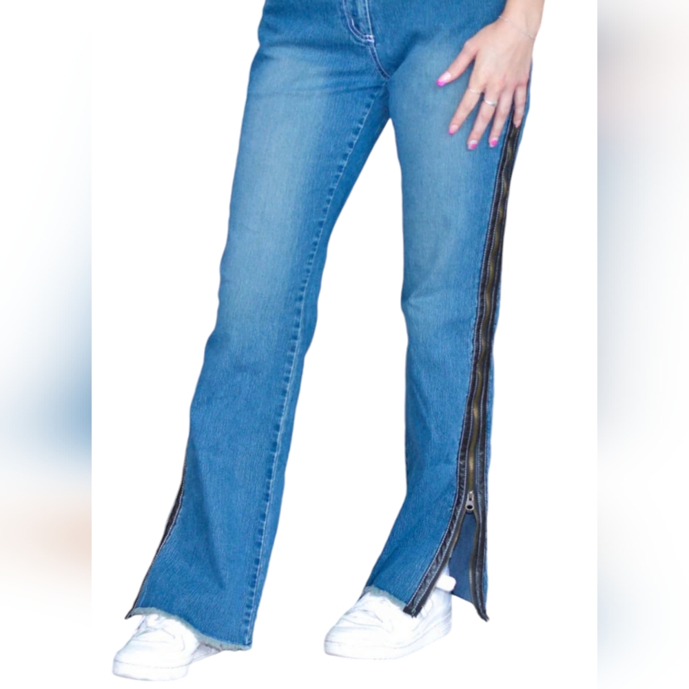 Womens Y2K Joe Boxer Side Zipper Flare Jeans Size 5
